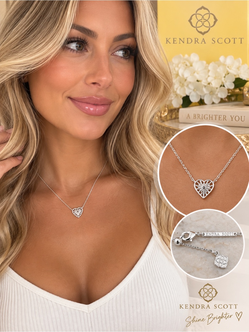 Kendra Scott Anna Sunburst Pendant Necklace – Silver ✨